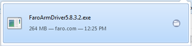 FaroArm ドライバにより .exe ファイルがインストールされます。